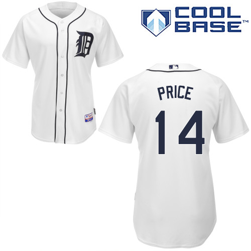 David Price #14 MLB Jersey-Detroit Tigers Men's Authentic Home White Cool Base Baseball Jersey